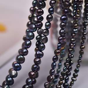 Natural <b>Black</b> 4-9mm Tahitian Freshwater Pearl Two <b>Sided</b> Light Horizontal Hole DIY Baroque Accessories Loose Pearls Wholesale - Product Image 3