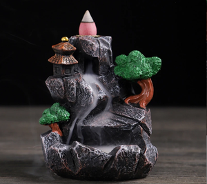 Nouveau brûleur d'encens à reflux en résine en forme de <span class=keywords><strong>montagne</strong></span>, fontaine cascade, support en céramique, cônes d'encens, décoration artisanale pour la maison - Product Image 3