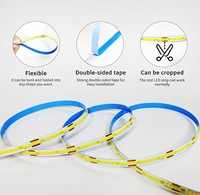 Bande LED COB CCT 12V 576 LED/m 5m/10m PVC USB 3500K Dimmable et découpable pour la décoration intérieure