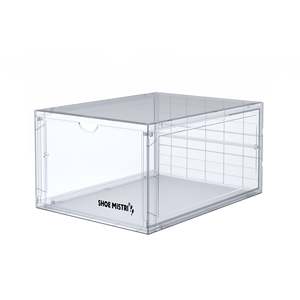 <b>Stackable</b> Shoe <b>Crate</b> with Clear Front Door Foldable Plastic Shoe Organizer Storage Box for Sneakers Boots Heels Closet Home - Product Image 1