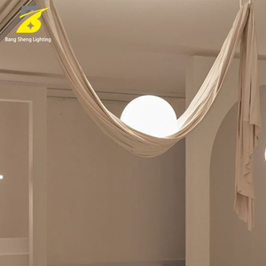 <span class=keywords><strong>Suspension</strong></span> textile en <span class=keywords><strong>lin</strong></span> avec globe en verre blanc laiteux pour chambre Wabi Sabi et café minimaliste - Product Image 4