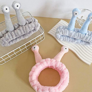 Qianjin Funny Cartoon Flannel <strong>Snail</strong> <strong>Headband</strong> High Elastic Spa <strong>Makeup</strong> Shower Hairband Skincare Hair Accessories for Women - Product Image 3