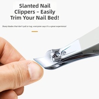 Ensemble de 5 ciseaux à ongles en acier inoxydable avec cure-oreilles, coupe-ongles à tête inclinée, outil de manucure portable, coffret cadeau pour usage domestique
