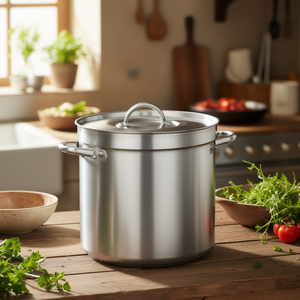 Pentola dritta in alluminio con coperchio da 10 Qt, resistente per cucinare e bollire - Product Image 3