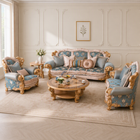 Ensemble de canapés de luxe européens avec cadre sculpté orné, couleurs personnalisables, rembourrage classique pour salon, intérieur de villa