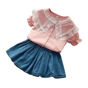 中国供应商夏季新款现代公主女孩牛仔婴儿服装短裙儿童派对礼服公主