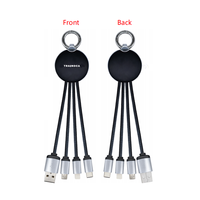 Cadeaux d'affaires : Câble micro USB tressé 3-en-1 avec logo LED, gaine TPE, chargeur lumineux et porte-clés multifonction