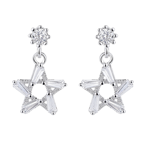 Pendientes de Plata de Ley 925 con Circonitas en Forma de Estrella para Niñas y Mujeres, Opción de Regalo Moderna con Baño de Oro/Oro Rosa/Rodio - Product Image 1