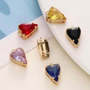 Crystal Heart Pendant Charms Gold Plated Bezel Set DIY Jewelry Accessories For Earrings <b>Bracelet</b> Necklace Unisex Everyday Wear - Product Image 1