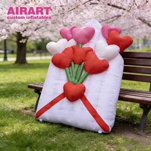 Mur de fleurs en forme de cœur <span class=keywords><strong>gonflable</strong></span> éclairé par des LED pour la décoration d'événements et de fêtes - Product Image 5