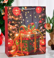 Sacs cadeaux de Noël sur mesure, imprimés en offset couleur, en papier couché, avec poignées longues, pour le shopping