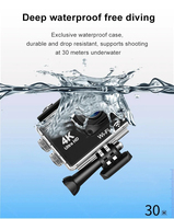 Caméra d'action professionnelle 4K 30fps avec boîtier étanche, double écran LCD, prise en charge MicroSD, pour sports et photographie sous-marine