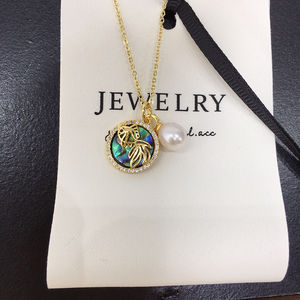 Collier de perles d'<span class=keywords><strong>eau</strong></span> <span class=keywords><strong>douce</strong></span> véritable plaqué or 18 carats avec coquille d'ormeau tendance pour femmes en gros SHDIYAYUN - Product Image 4