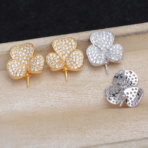 Pendientes de Plata S925, Base Vacía para Trébol, Juego de Bases para Anillos de 10-11 mm, Accesorios para Joyería DIY, Producto Semiterminado, Suministros para Abalorios 6026 - Product Image 3