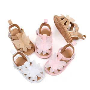 2024新款蝴蝶设计防滑凉鞋适合女婴室内外夏季平底透气拖鞋