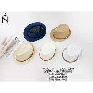 Sombrero de Paja Encriptado con Hebilla Estilo Café 57 58 59 cm, Sombreros de Paja para Hombre y Mujer, Accesorio de Moda de Verano - Product Image 1