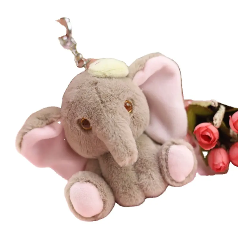 Cute elephant plush toy couple keychain backpack elephant small pendant exquisite jewelry female