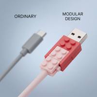 Cable de Datos USB Creativo 4 en 1 con Bloques de Construcción, USB 2.0 a Doble Tipo-C, Cable de Carga Rápida para Teléfonos Móviles y Automóviles, Compatible con OEM/ODM