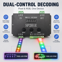 Decodificador DMX512 para Tiras LED RGB, Sincronización Independiente/en Cascada, 3 Botones Ajustables, RGB/RGBW/RGBWW, Cable Simple/Doble, IC DC 5-24V 2000