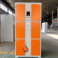 Casier intelligent à 6 portes en acier avec serrure à clavier électronique, casier de rangement pour bagages, accepte les paiements par pièces et billets