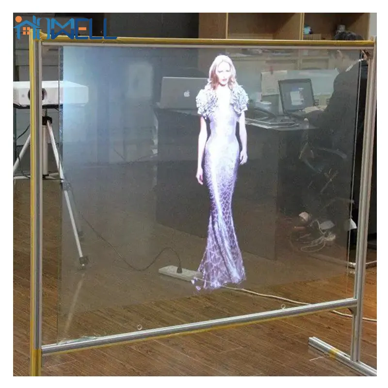 Tela de filme de projeção de vidro transparente holográfica para janela de filme de projeção traseira