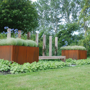 Gnee Garden Corten Steel <b>Rectangular</b> <b>Planter</b> <b>Outdoor</b> Rustic Weather Resistant Garden Flower Pot Customizable Capacity for Green - Product Image 3