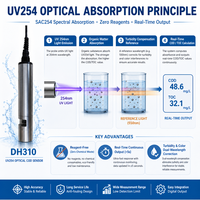 Analyseur COD UV DH310, testeur de qualité de l'eau pour la surveillance des sources de pollution et du traitement des eaux usées