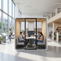Grande cabine téléphonique acoustique pour bureau, pour 4 personnes, espace de discussion silencieux, avec double canapé, Radar