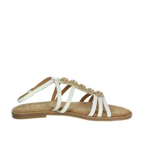 Sandalias Planas Keys Donna K-10950 Doradas con Tiras y Cuentas, Zapatos de Verano para Mujer - Product Image 4