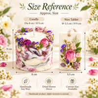 Ensemble cadeau de bougies en cire de soja parfumées aux fleurs séchées faites à la main et de sachets parfumés pour les cadeaux de mariage printaniers et la décoration de la maison