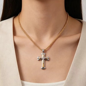 Hip Hop Biker <b>Cross</b> <b>Pendant</b> for <b>Men</b> Double Layer Stainless Steel <b>Cross</b> <b>Pendant</b> Christian Religious Jewelry Boyfriend Gift - Product Image 3