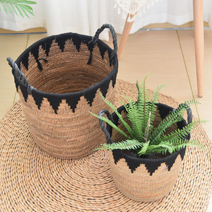 Custom handmade straw woven storage <b>baskets</b> for household laundry, miscellaneous items, toys, guesthouses, living rooms, and - Product Image 1