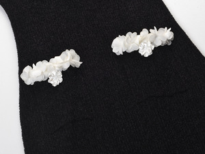 Abito Tubino Nero da Donna in Maglia, Vestibilità Aderente, Decorazione Floreale Tridimensionale, Manica Corta, Collo Tondo, Elegante Lunghezza <span class=keywords><strong>Midi</strong></span> - Product Image 4
