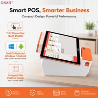 Mini PC de bureau direct usine, système de point de vente tout-en-un avec écran tactile 11,6 pouces et imprimante thermique, en vente