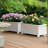Jardinière surélevée rectangulaire en plastique PP à arrosage automatique, moulée par injection, avec indicateur de niveau d'eau, décoration de jardin pour plantes