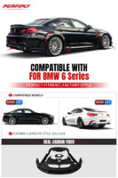 Kit carrosserie style PD en fibre de carbone Perfiply pour pare-chocs avant, lèvre arrière, jupes latérales et ailes, avec ajustement parfait pour BMW Série 6 F06 2012-2018