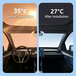ปุ่มควบคุมด้วยเสียง Tesla Model YL มัสก์ ผ้าคลุมบังแดดไฟฟ้า PVC/โพลีเอสเตอร์สำหรับรถยนต์ น้ำหนักเบา ติดตั้งง่าย ป้องกันแสงแดด - Product Image 4
