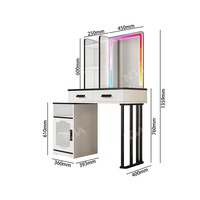 NOVA Coiffeuse pour chambre de fille avec miroir lumineux RGB, bureau de maquillage intelligent en bois et chargement sans fil