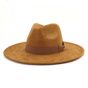 30 colori in magazzino veloce nave alla <span class=keywords><strong>moda</strong></span> cappelli Fedora per le donne in pelle scamosciata tessuto con fiocco - Product Image 1