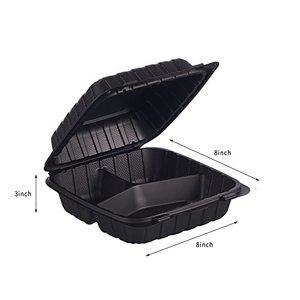 Paquete de 50 Cajas de Plástico <span class=keywords><strong>para</strong></span> Comida <span class=keywords><strong>para</strong></span> <span class=keywords><strong>Llevar</strong></span>, 8x8 Pulgadas, 3 Compartimentos, Resistentes, Desechables, <span class=keywords><strong>para</strong></span> <span class=keywords><strong>Pasta</strong></span>, Ensalada, Sándwiches - Product Image 2
