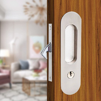 Serrure de porte en bois moderne en nickel satiné et laiton antique, invisible, encastrée, en alliage de zinc, ambidextre, pour portes coulissantes de salle de bain d'hôtel