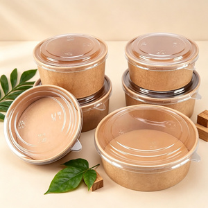 Disposable <b>Bowls</b> <b>Lids</b> Bulk UV Coated Craft Paper <b>Microwave</b> Safe Eco-Friendly Hot/Cold Salad Vegetables Meat Commercial Snack - Product Image 5