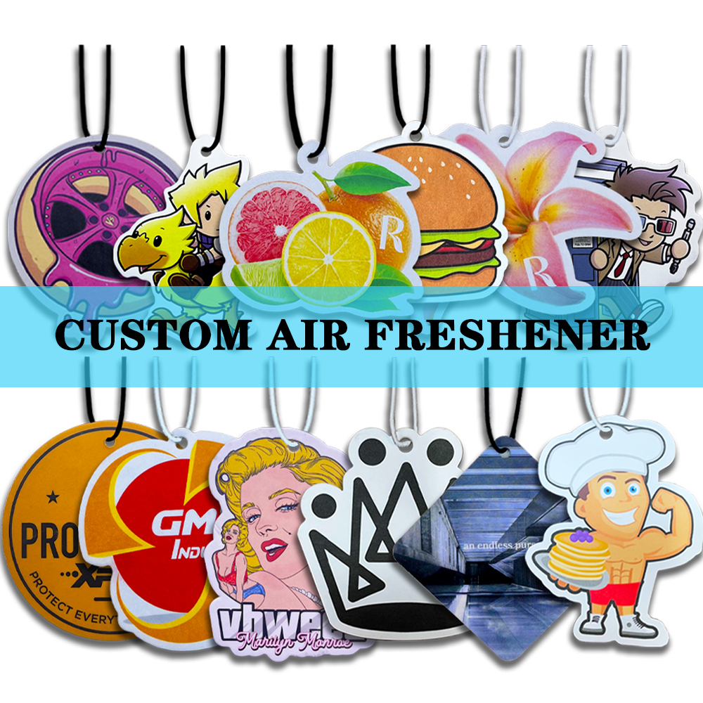 Personalized Wholesale Custom Sublimation Logo Blank Deodorant New Cards Perfume Fragrance Paper Hanging Car Air Freshener