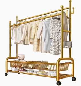 <span class=keywords><strong>Porte</strong></span>-<span class=keywords><strong>manteau</strong></span> d'angle sur roulettes en fer blanc, 150 cm, avec 6 crochets pour chaussures et sacs, pour chambre à coucher, vente en gros - Product Image 2