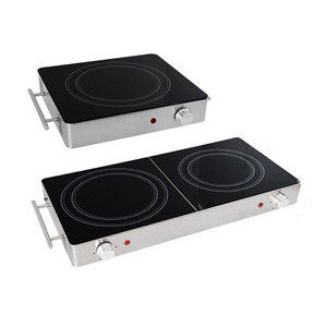 Table de cuisson à induction infrarouge électrique double portable pour la maison, cuisinière à gaz, batterie, boîtier en acier inoxydable, design intégré - Product Image 1