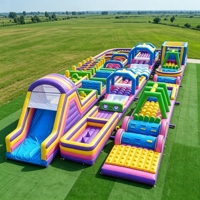 Parcours d'obstacles gonflable de qualité commerciale avec toboggan et trampoline extrême