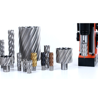 CHTOOLS Jeu de 11 forets en acier rapide HSS, fraise annulaire à commande numérique CNC, plage de 12 à 65 mm, tige Weldon pour perceuse magnétique