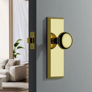 עיצוב חדש דלת פליז מוצקה ידית זהב בהיר ידית פרטיות זהב בהיר מנעול עבור מנעול דלת אחורית מלבני אמבטיה - Product Image 1