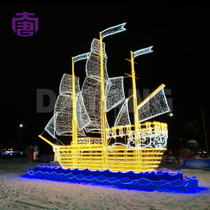 ไฟประดับตกแต่งรูปเรือคริสต์มาส 3 มิติ แบบ LED สำหรับห้างสรรพสินค้า รีสอร์ท สวนสนุก และงานเทศกาล - Product Image 2