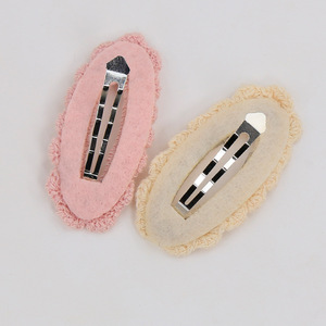 Bán Buôn Bobby Pin Dệt Kim Tay <span class=keywords><strong>Clip</strong></span> Tóc Màu Hồng Sữa Trắng Vải <span class=keywords><strong>Snap</strong></span> <span class=keywords><strong>Clip</strong></span> Tóc Bé Phụ Kiện - Product Image 4